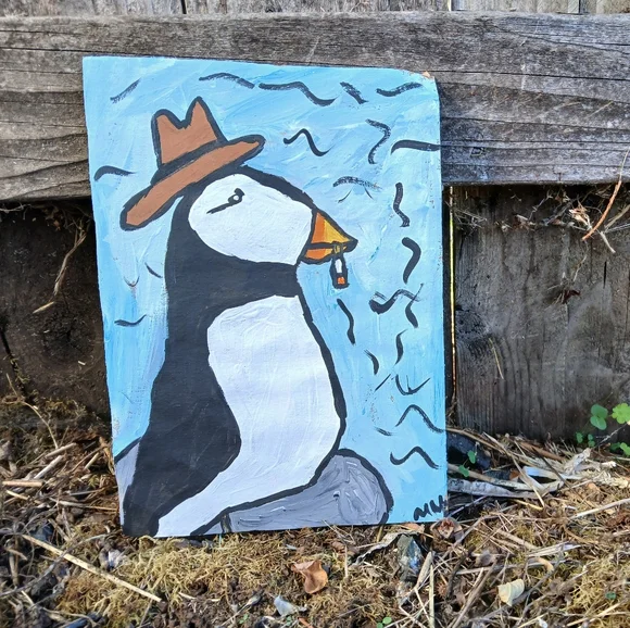 Puffin Painting On Cardboard - Picture 8 of 12